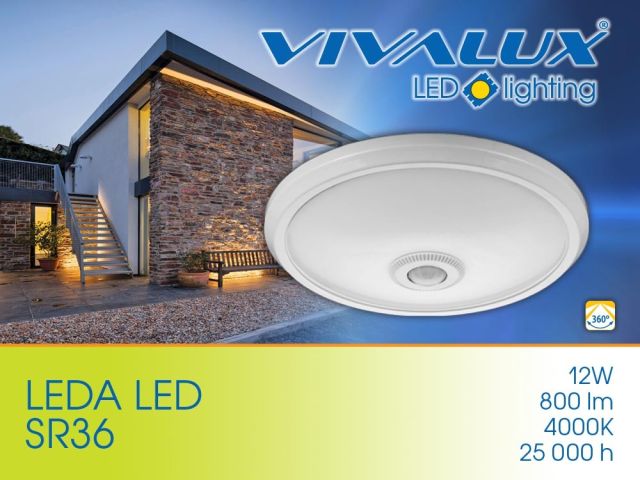 LED ceiling lamp with motion sensor and light control sensors