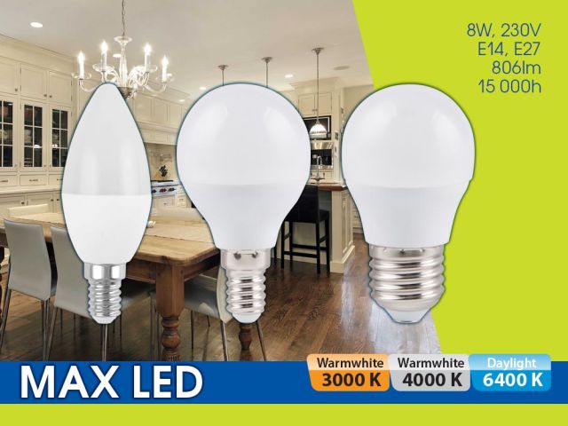 LED лампи MAX LED 8W – светят повече на най-достъпна цена!